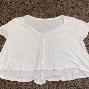 White flowy button up crop top size S